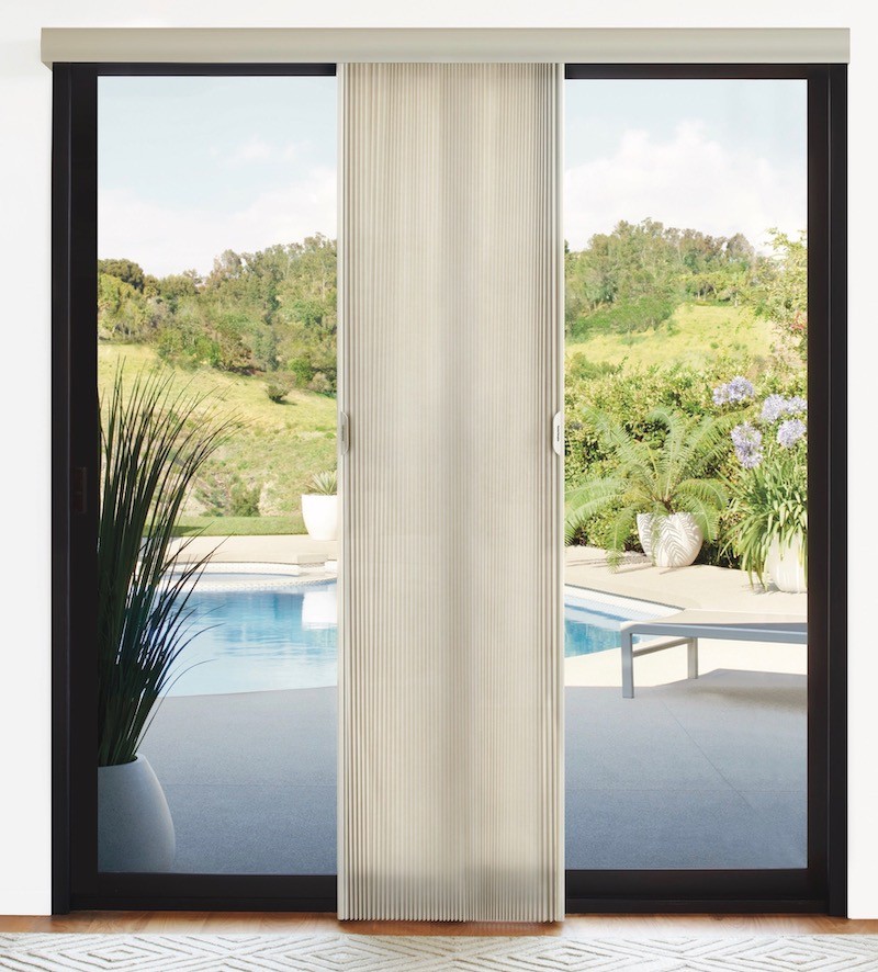 Roman shades for sliding glass outlet doors
